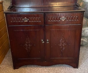 lot 13 image: Vintage French Carved Two Door Vaisselier Buffet with Upper Display