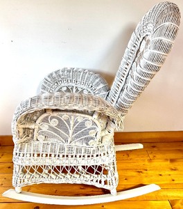 lot 20 image: Ornate Vintage Wicker Rocking Chair
