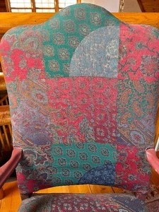 lot 83 image: Antique Handpainted Painted Chair with Patchwork Covering