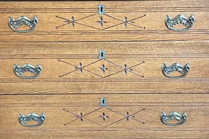 lot 18A image: Vintage 3 Drawer Wooden Dresser with Carved Accents