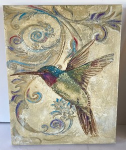 lot 138 image: Trio of Hummingbird and Peacock Canvas Prints