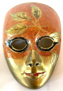 lot 139 image: 4 Brass Painted Masks from India