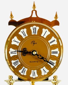 lot 150 image: Vintage Elgin American Glass Dome Rotating Pendulum Clock