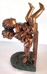 lot 154 image: Piggy Back Ride Resin Sculpture