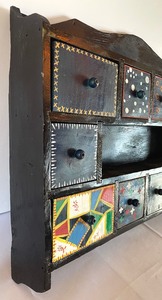 lot 157 image: Vintage Colorfully Painted Shelf with Drawers