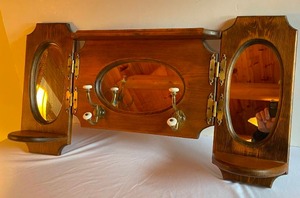 lot 167 image: Hinged Wall Mount Mirrored Coat Rack with Shelves