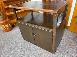 lot 169 image: Vintage Hand Made 2 Door Media Cart