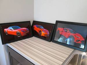 3 Framed Corvette prints...