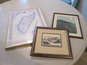 Framed Cozumel map, and scenic pict...