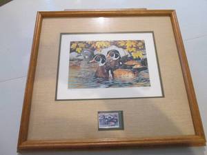 Framed duck stamp with artist print...