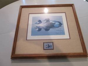 Framed duck stamp with artist print...