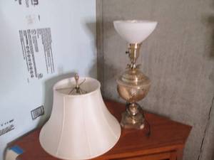 Metal base lamp with cloth shade...