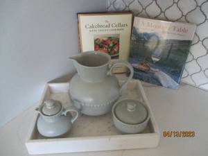 Dansk pitcher set and cookbooks...