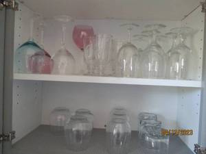 2 Shelves of wine and drink glasses...