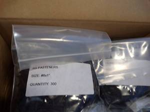 lot 60 image: Box Full of RS Fasteners #8 X 1 (Each Sealed Bag Contains 300)