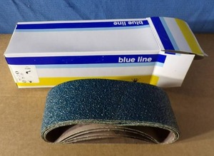 lot 112 image: BLUE LINE SIA Abrasives 3 x 21 2925 sialoX Blue Sanding Belts Grit 24 (5 Pieces per Box)