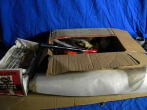 lot 130 image: Plastic Sheeting Jumper Cables Measuring Rolls and Tape