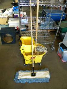 lot 131 image: Mop Bucket Mop and Floor Sweeper