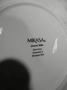 Mikasa Bone China Plates and Cups (Lucerne White) Dishwasher and Microwave Safe