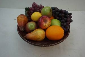 lot 107 image: Artificial fruit with stoneware bowl