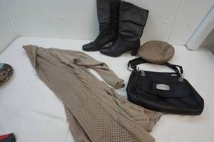 lot 171 image: easy street boots, hand bag, sweater, hat