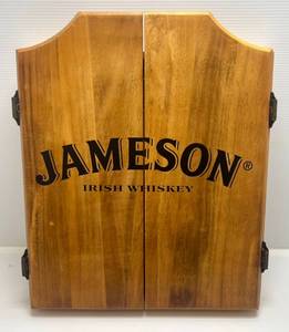lot 1 image: Jameson Wooden Dart Board With Darts