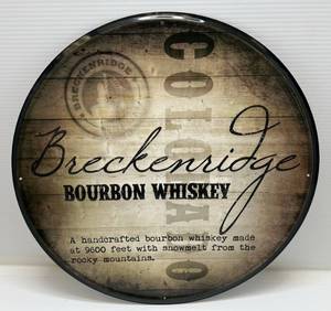 lot 18 image: Breckenridge Bourbon Whiskey Tin Sign 17 12