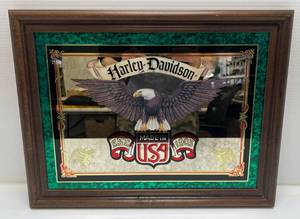 lot 21 image: Harley Davidson Decorative Framed Mirror 19 12 x 15