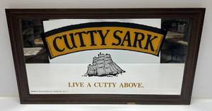lot 29 image: 15 14 x 28 14 Framed Cutty Shark Advertisement Mirror