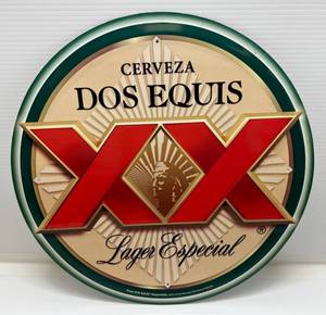 lot 32 image: 15 34 Cerveza Dos Equis XX Lager Especial Tin Sign
