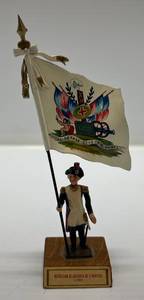 lot 64 image: Hand Painted Miniature Highly Detailed Metal Soldier  Marked BataillonSt--Jacques De LHopital 1789
