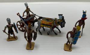 lot 66 image: Group Of Miniature Metal Gladiator Soldiers One With Chariot
