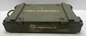 lot 133 image: Vintage Wooden Military 7.62MM Ball Ammo Box