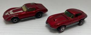 lot 227 image: Vintage 1960s Johnny Lightening Custom Jaquar XKE Red Chrome Commemorative Die- Cast Car And 1979 Matchbox Superfast Chevrolet Corvette