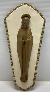 lot 229 image: 1960s-70s Religious Chalkware Plaque 16 x 7
