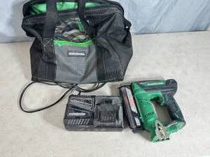 lot 49 image: Metabo Cordless Battery Pin Nailer with Charger