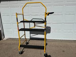 lot 2 image: New Meltaltech 3.3 ft. L x 6.3 ft. H x 2.6 ft. D Scaffold Work Platform with Safety Rail and Tool Tray, 900 lb. Capacity