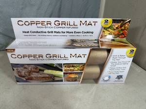 lot 232 image: New Set of 2 Copper Grilling Mats