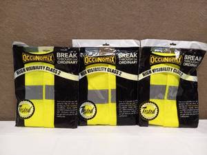 lot 57 image: 3 NEW OCCUNOMIX HIGH VISIBILITY CLASS 2 MESH VEST
