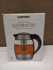 lot 83 image: CHEFMAN ELECTRIC GLASS KETTLE TEA INFUSER