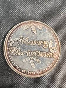 1 TROY OZ .999 FINE SILVER CHRISTMAS THEME ROUND
