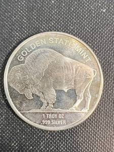 1 TROY OZ .999 FINE SILVER INDIAN BUFFALO ROUND