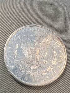 1890-S US MORGAN SILVER DOLLAR UNC (looks much better in hand)