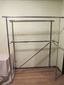 lot 26 image: Adjustable Steel Rolling Clothing Rack
