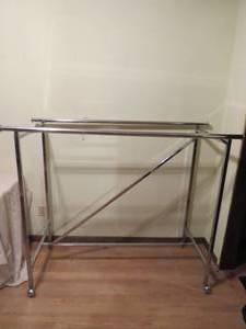 lot 27 image: Adjustable Steel Rolling Clothing Rack