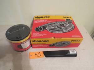 lot 55 image: Mixed Lot Shop Vac Accessories 8 x 2 12 Hose, Filter, and Hose Attachments