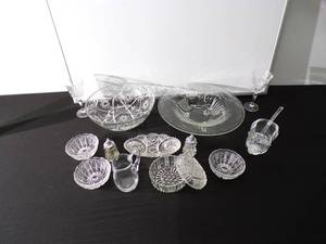Assortment of Glass Candy Dishes, Bowls, and Serving Tray