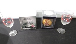 Lead Crystal Rose Bowl 4 12 and Glasses