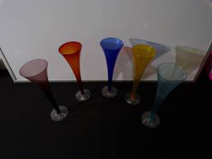 Various Colored Fluted Champagne Glasses