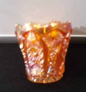 Vintage Imperial Glass Marigold Carnival OrangeRed Iridescent Toothpick Holder